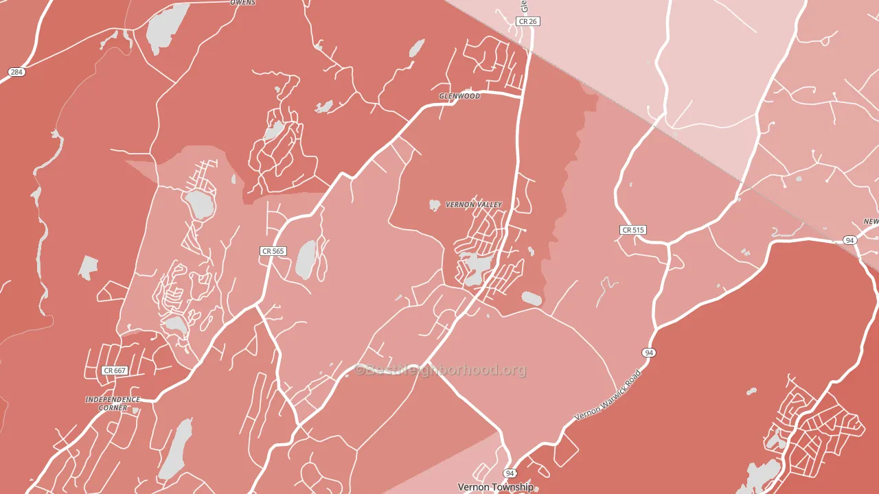 Glenwood, NJ block-group political-lean map