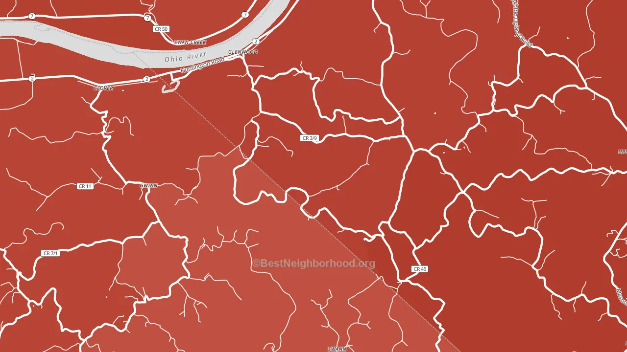 Glenwood, WV block-group political-lean map