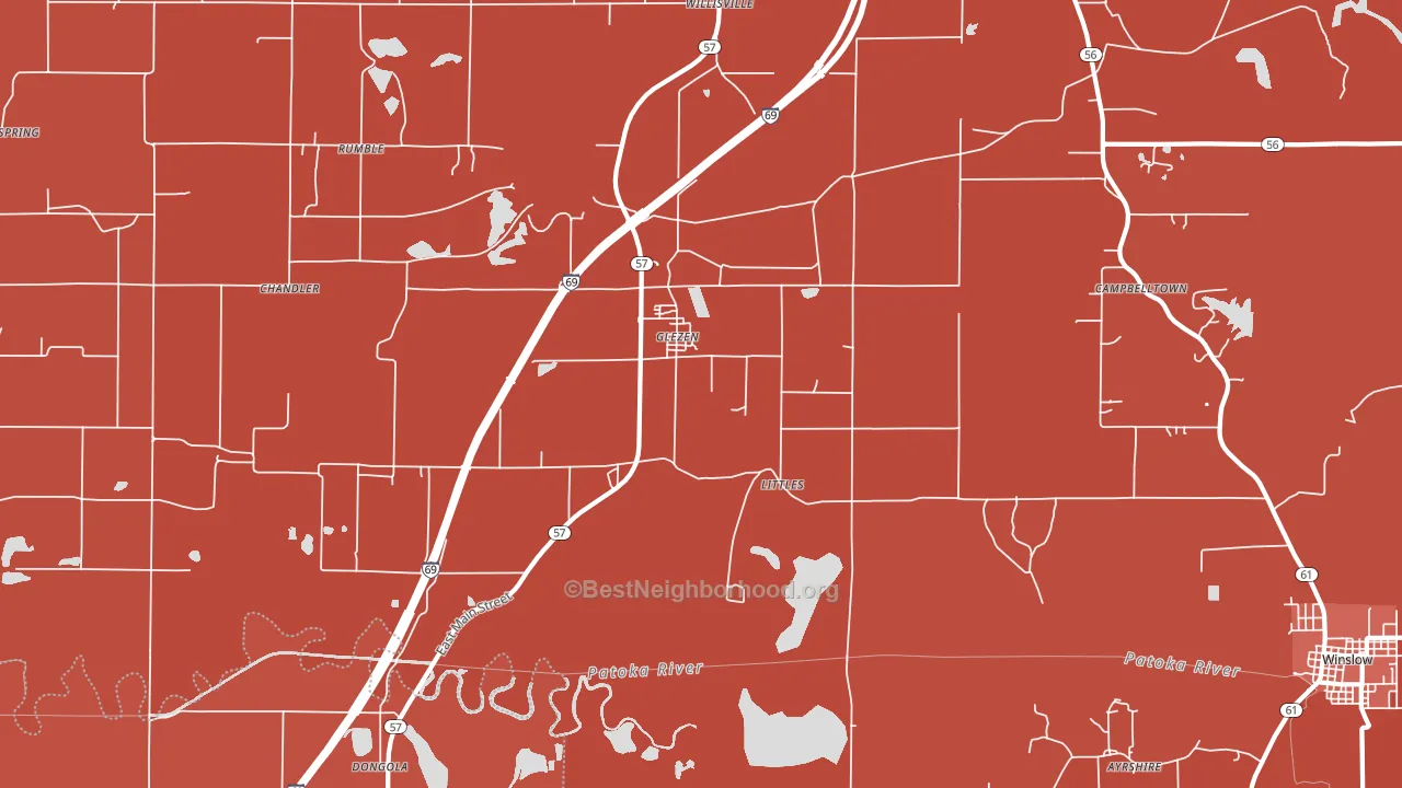 Glezen, IN block-group political-lean map