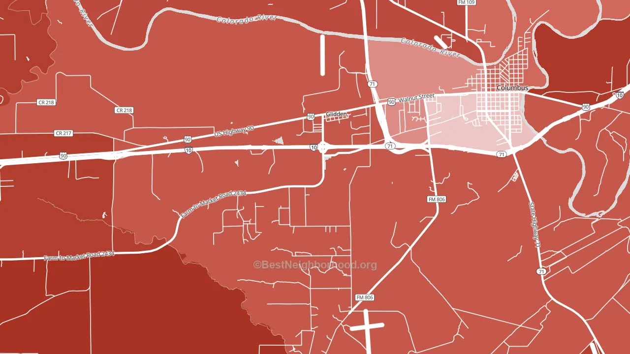 Glidden, TX block-group political-lean map