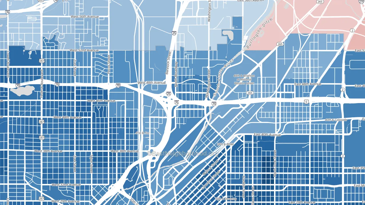 Globeville, Denver, CO block-group political-lean map