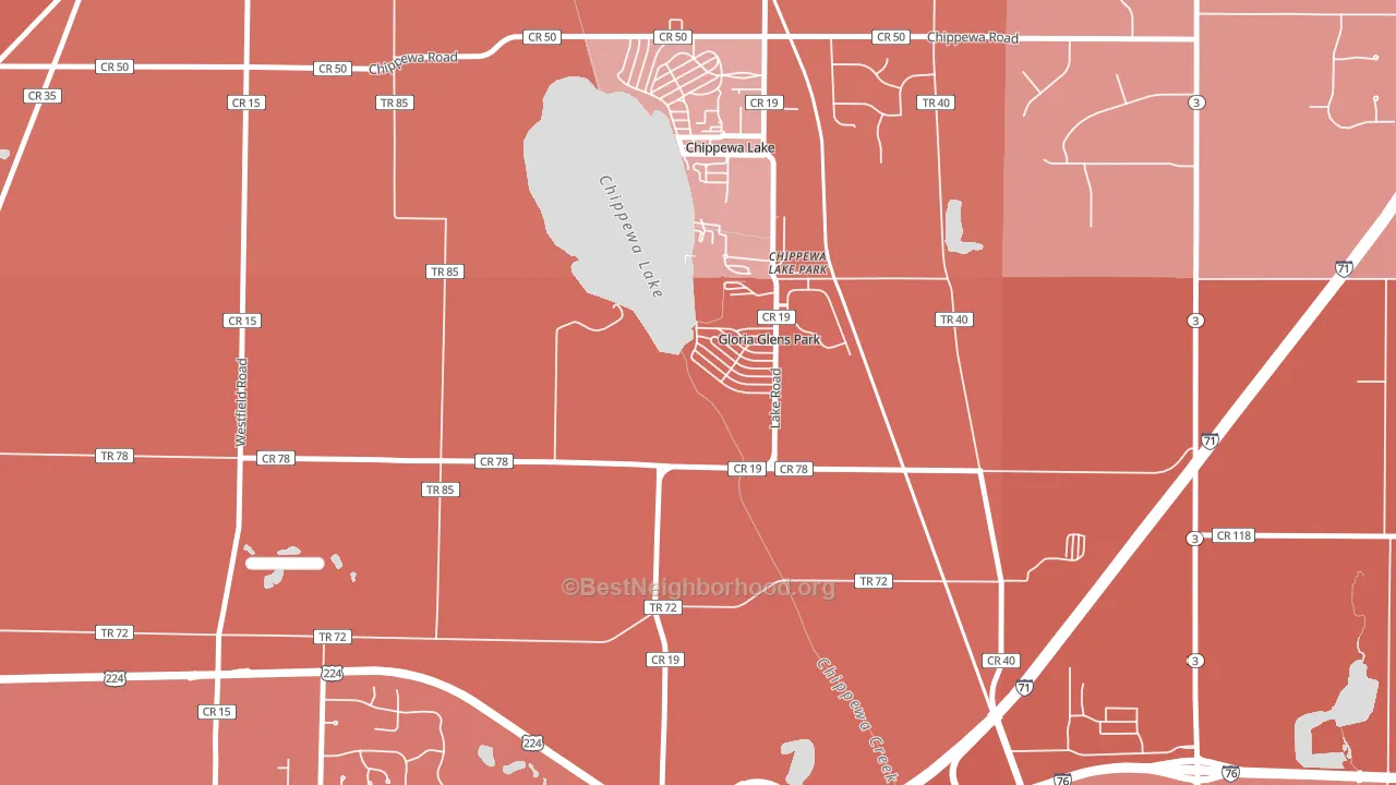 Gloria Glens Park, OH block-group political-lean map