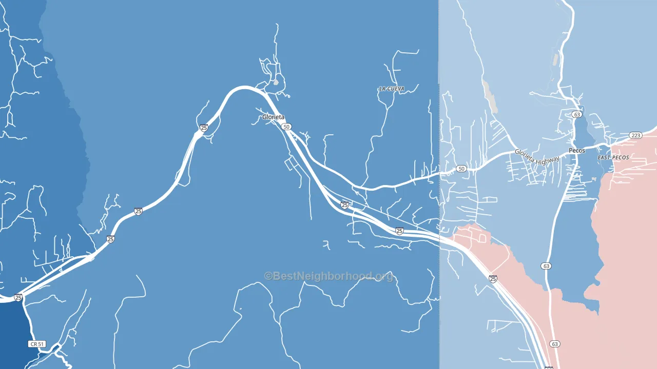 Glorieta, NM block-group political-lean map