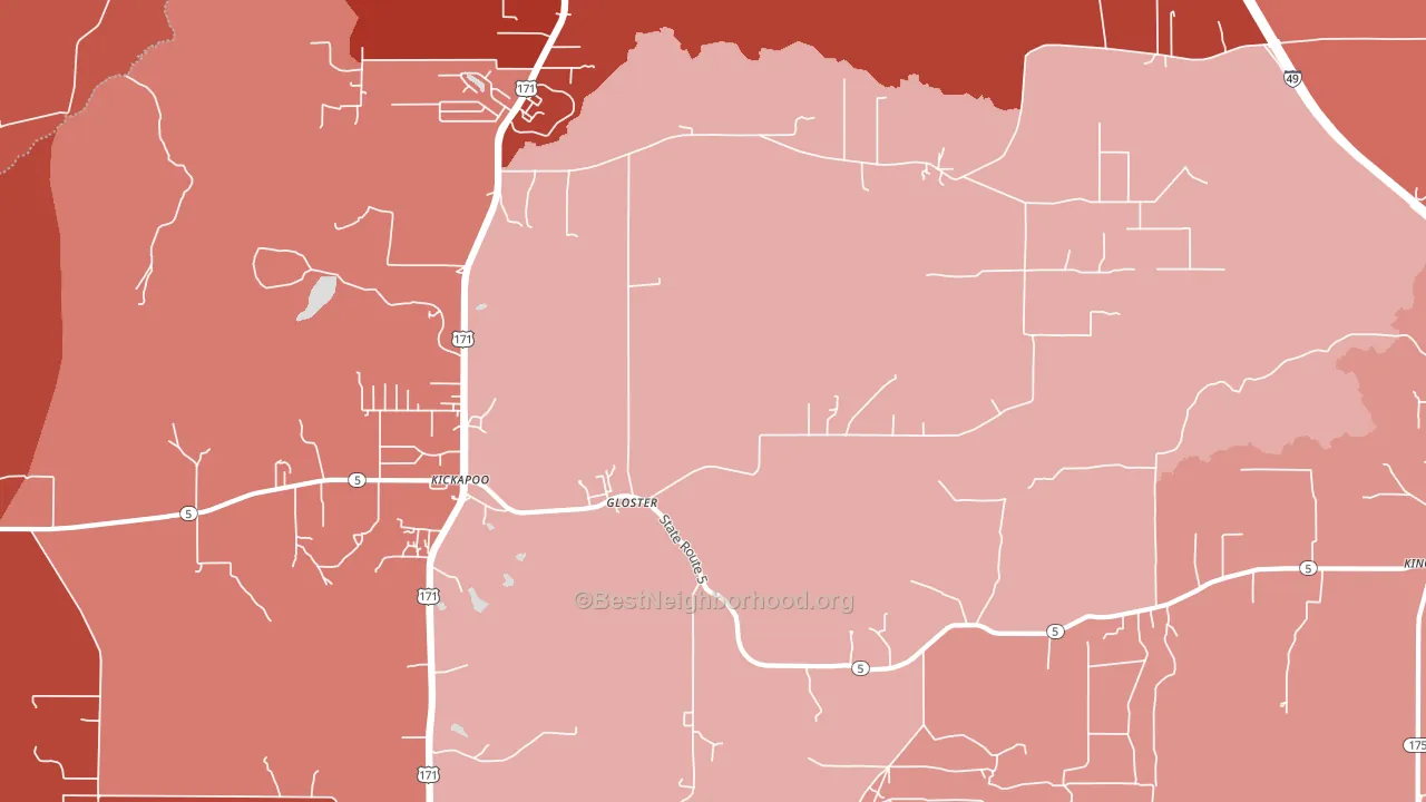 Gloster, LA block-group political-lean map