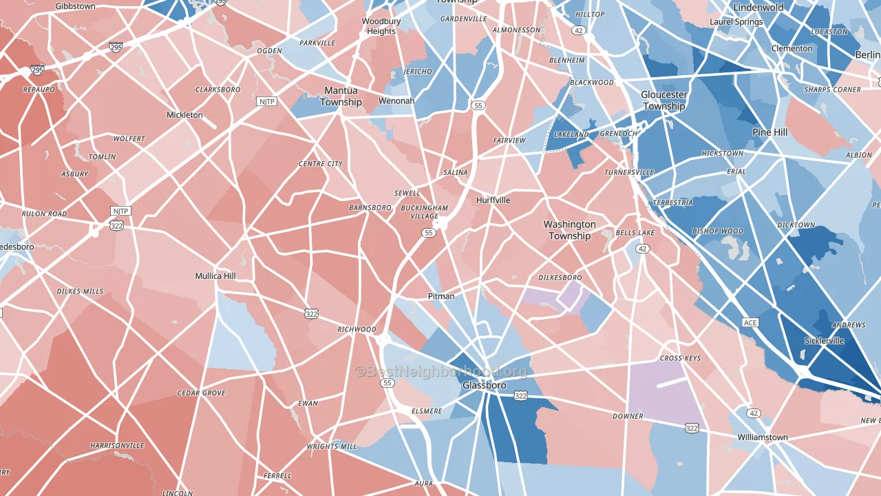 Gloucester County, NJ block-group political-lean map
