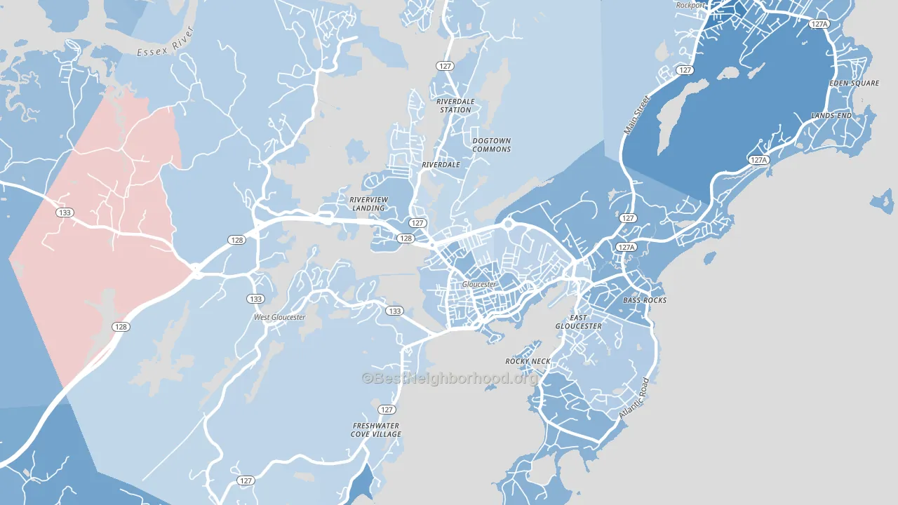 Gloucester, MA block-group political-lean map