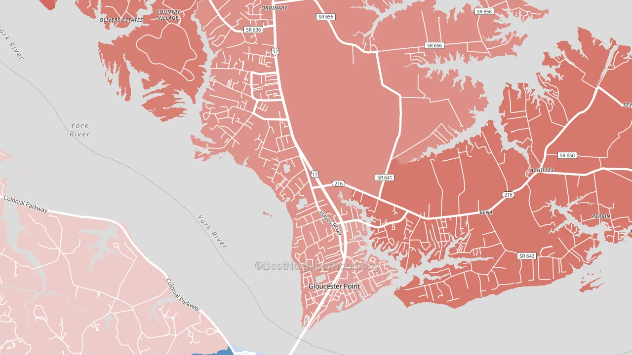 Gloucester Point, VA block-group political-lean map