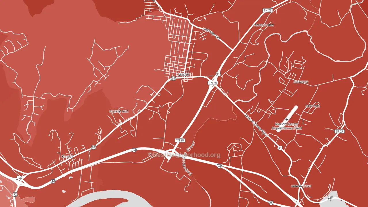 Glover Hill, TN block-group political-lean map