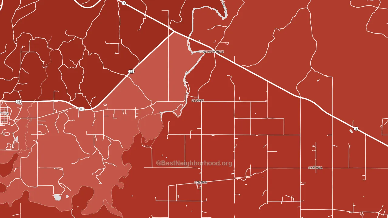 Glover, OK block-group political-lean map