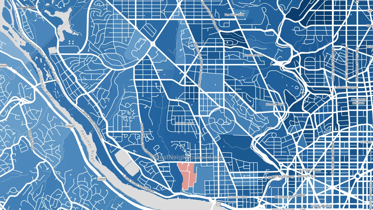 Glover Park, Washington, DC block-group political-lean map