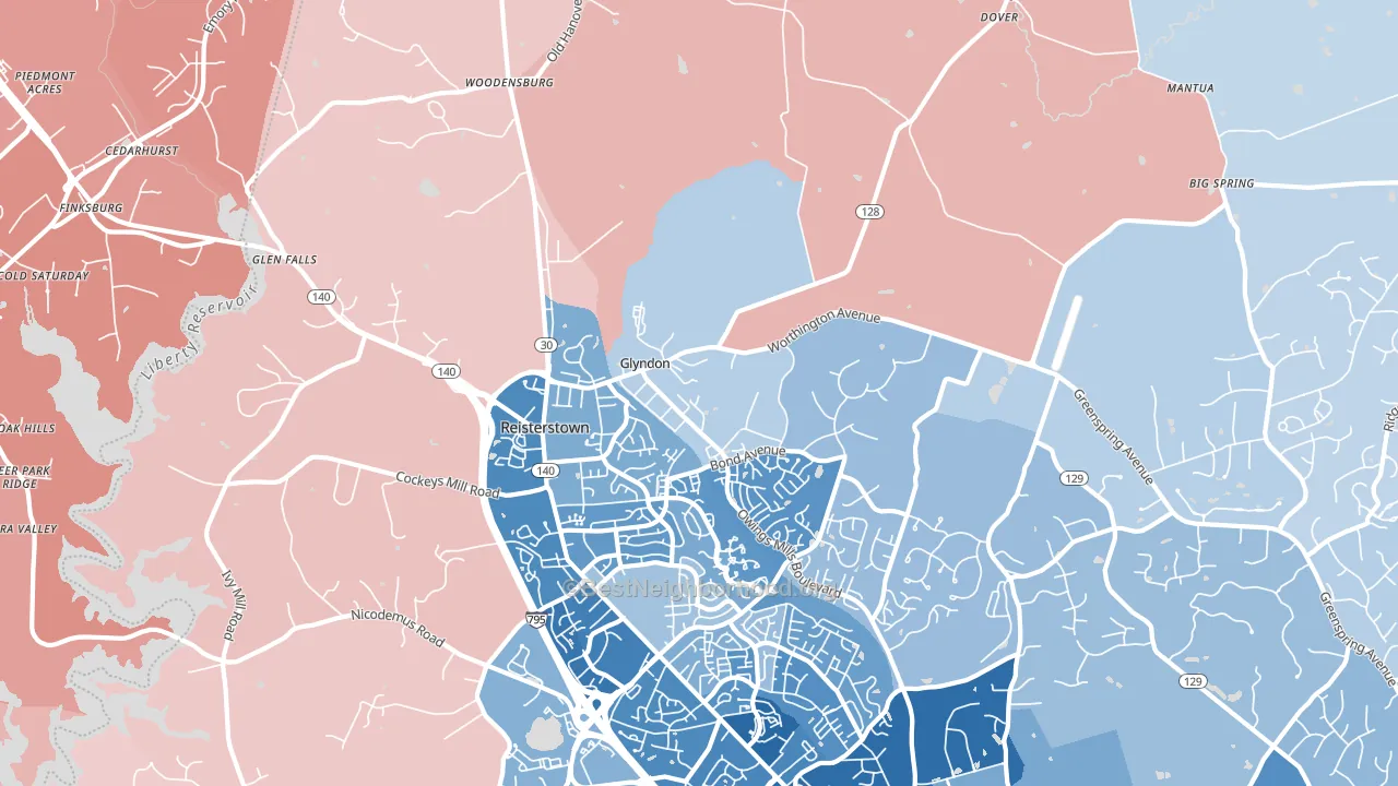 Glyndon, MD block-group political-lean map