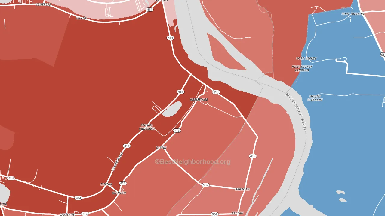 Glynn, LA block-group political-lean map