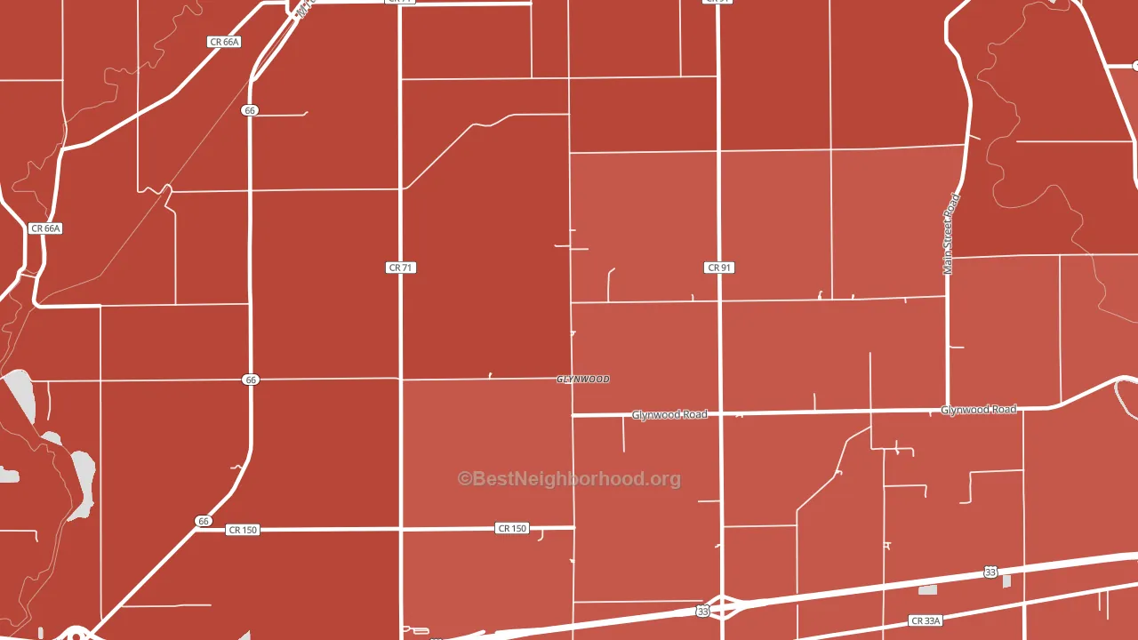 Glynwood, OH block-group political-lean map