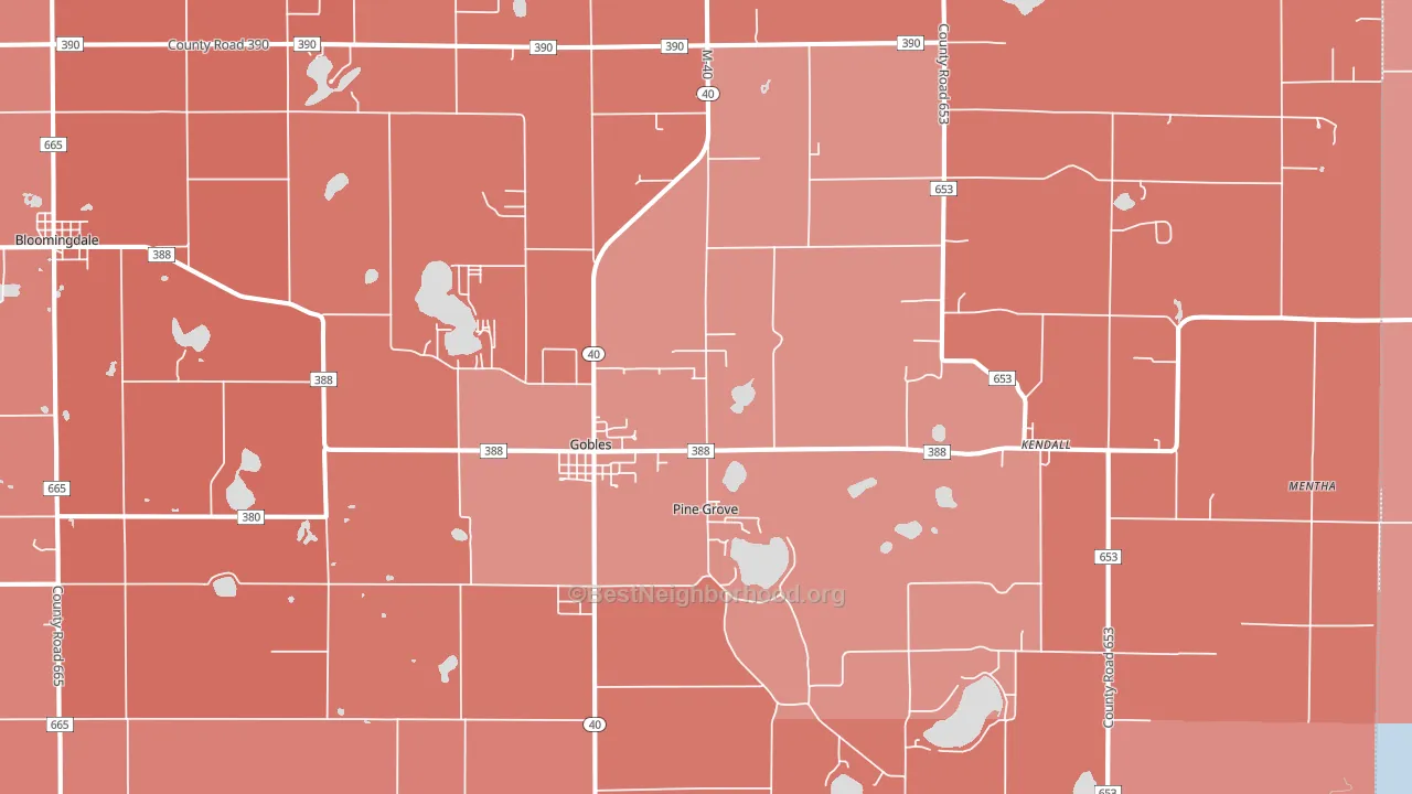 Gobles, MI block-group political-lean map