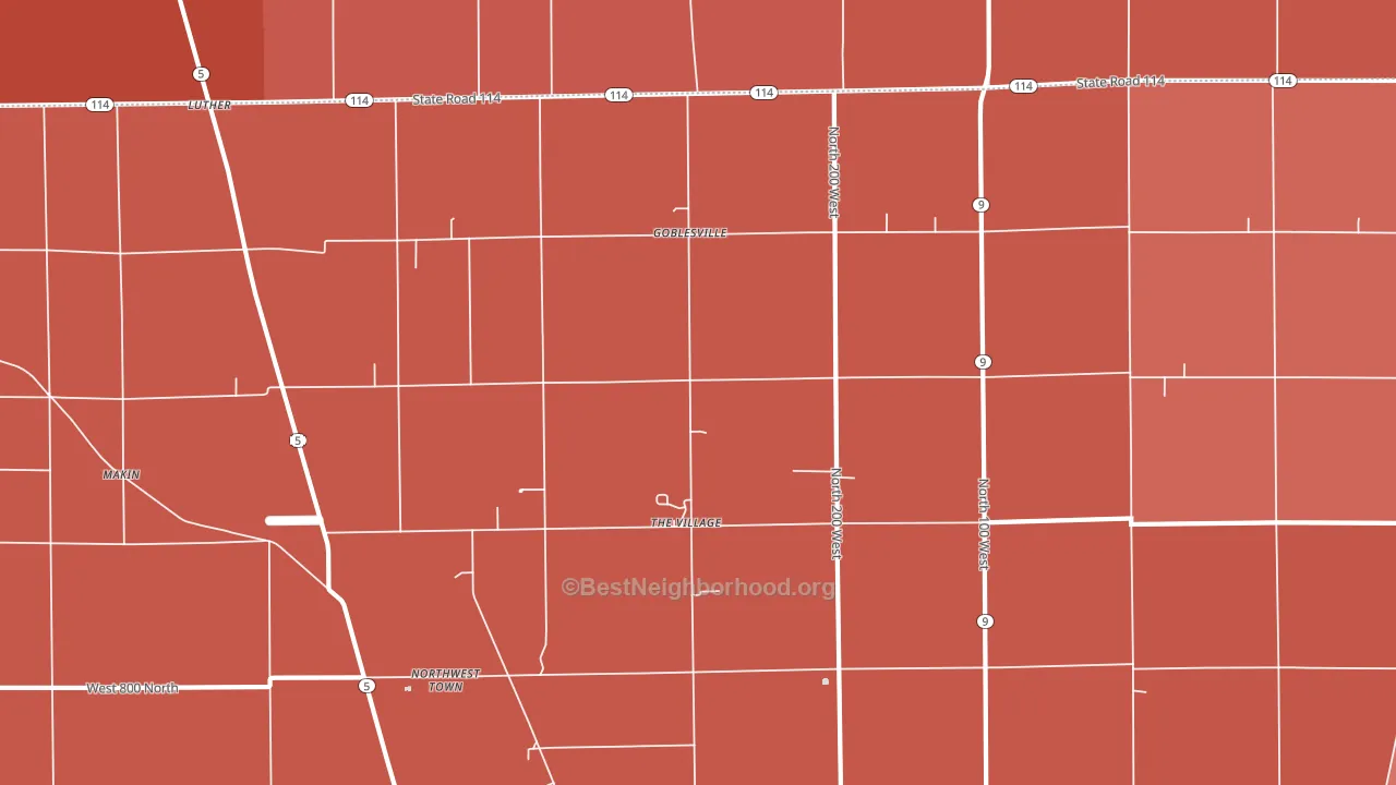 Goblesville, IN block-group political-lean map