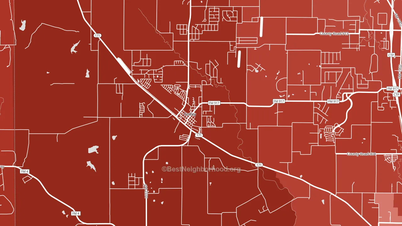 Godley, TX block-group political-lean map