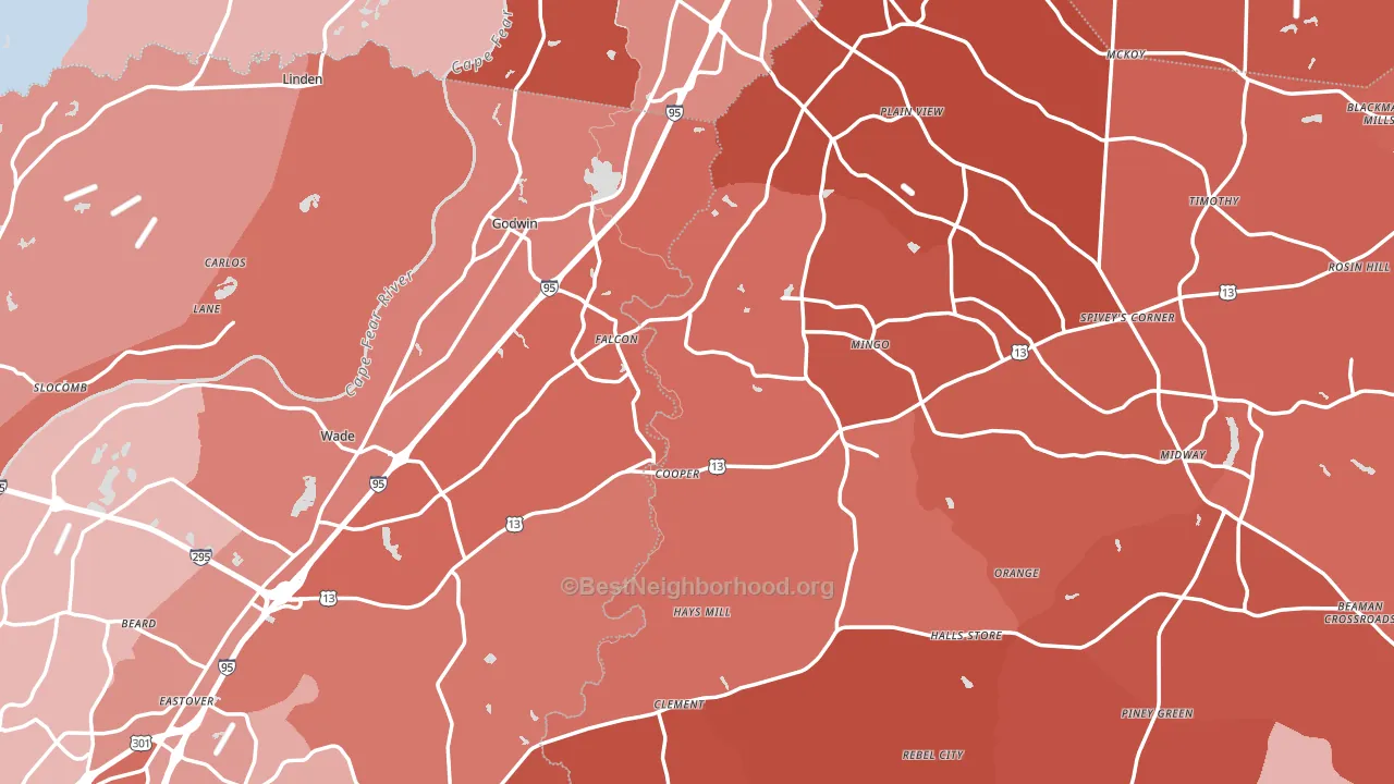 Godwin, NC block-group political-lean map