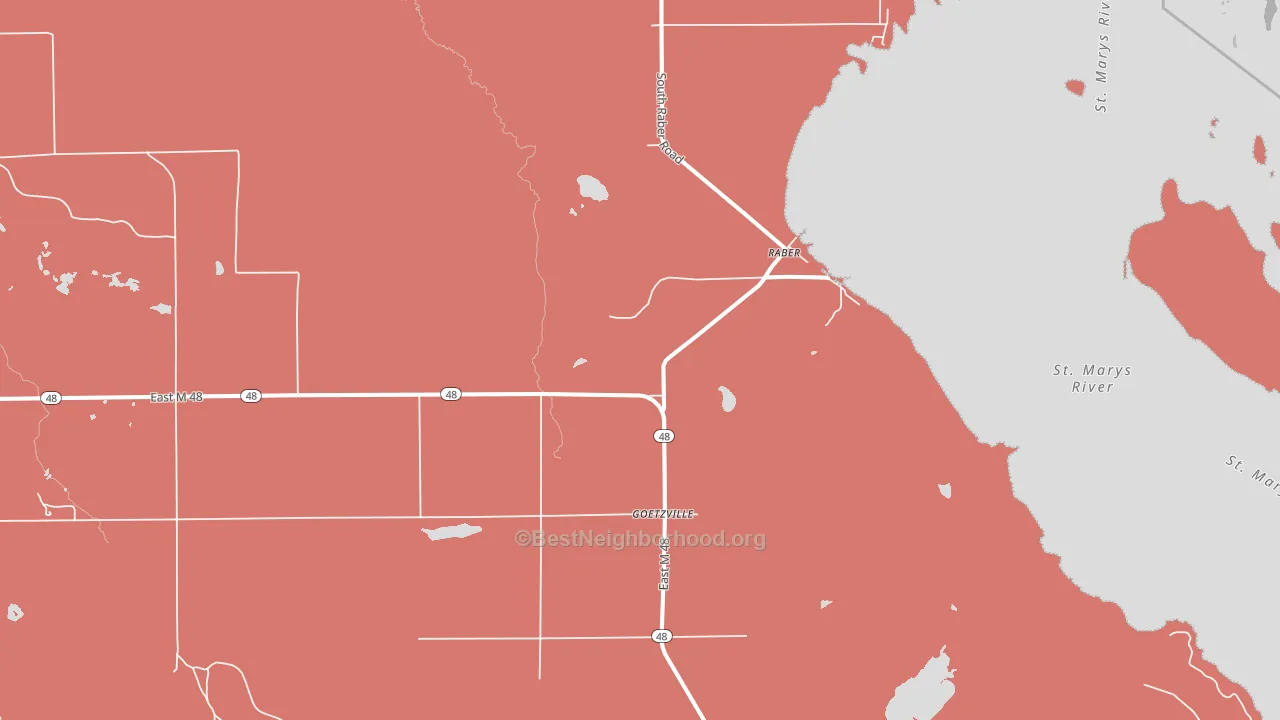 Goetzville, MI block-group political-lean map