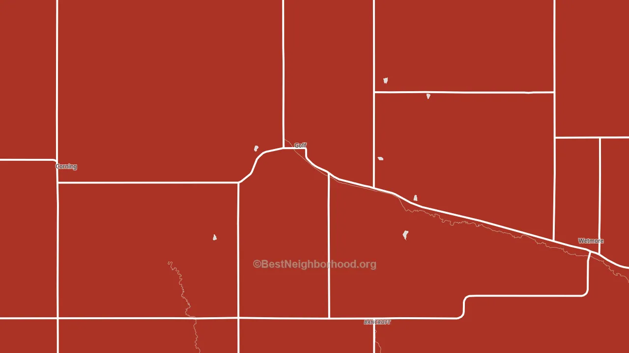 Goff, KS block-group political-lean map