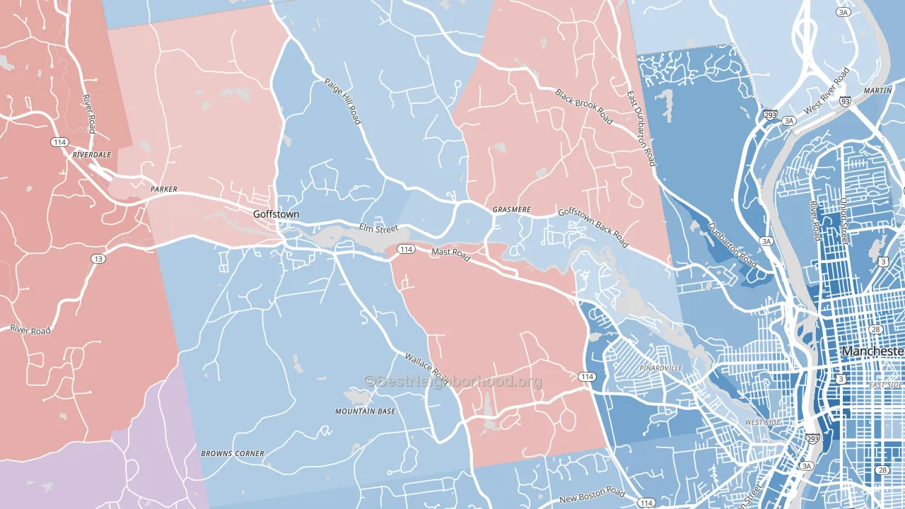 Goffstown, NH block-group political-lean map