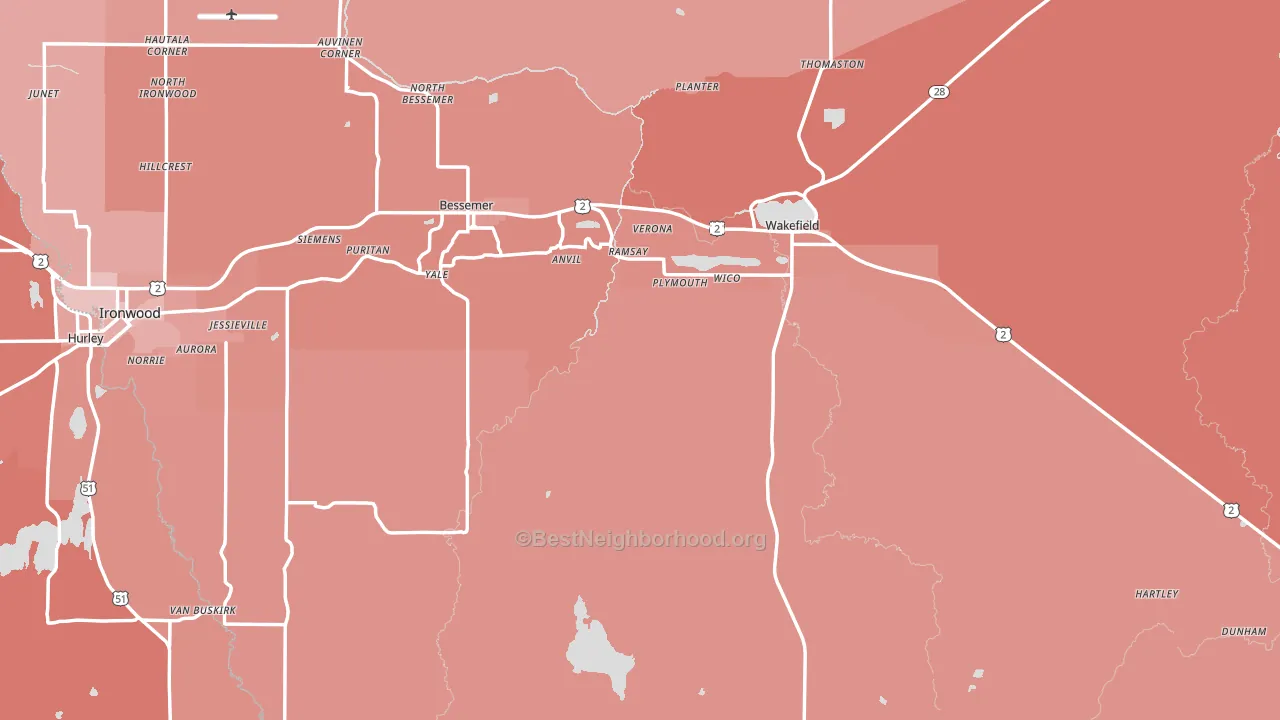 Gogebic County, MI block-group political-lean map