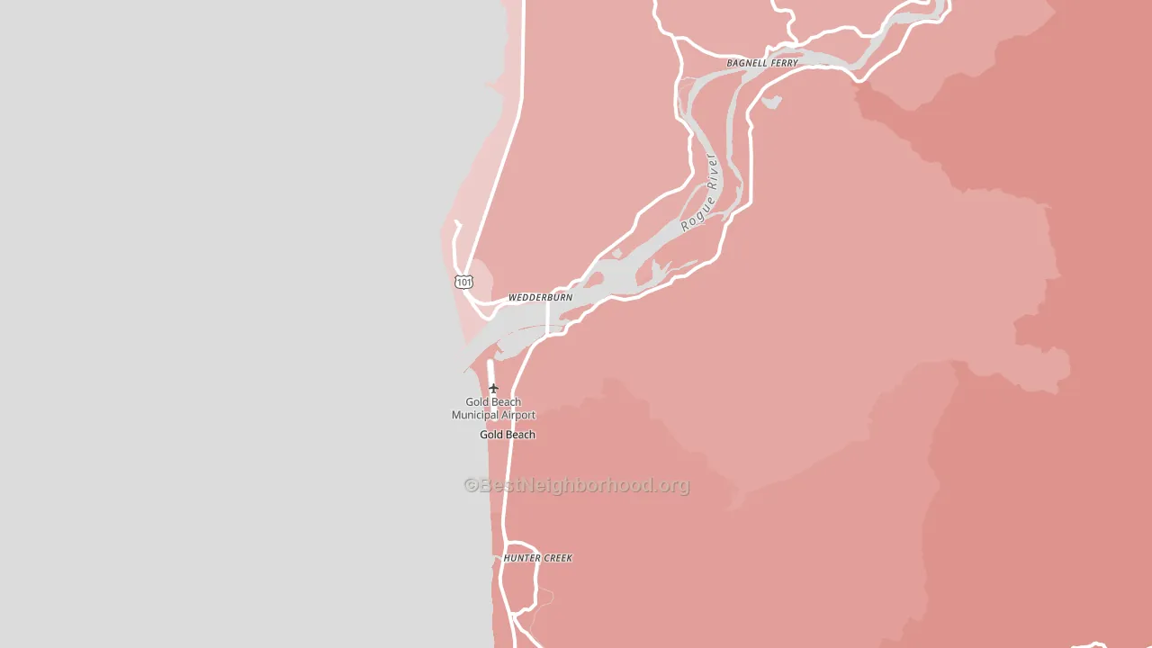 Gold Beach, OR block-group political-lean map