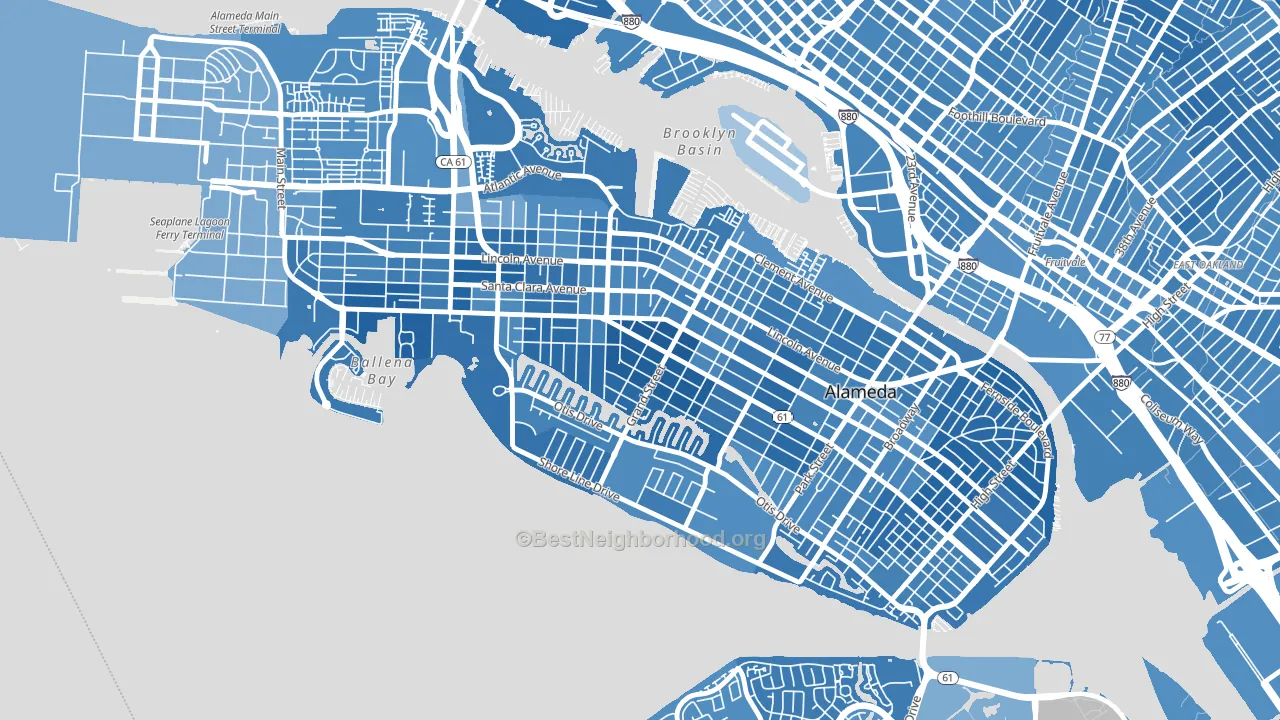Gold Coast, Alameda, CA block-group political-lean map