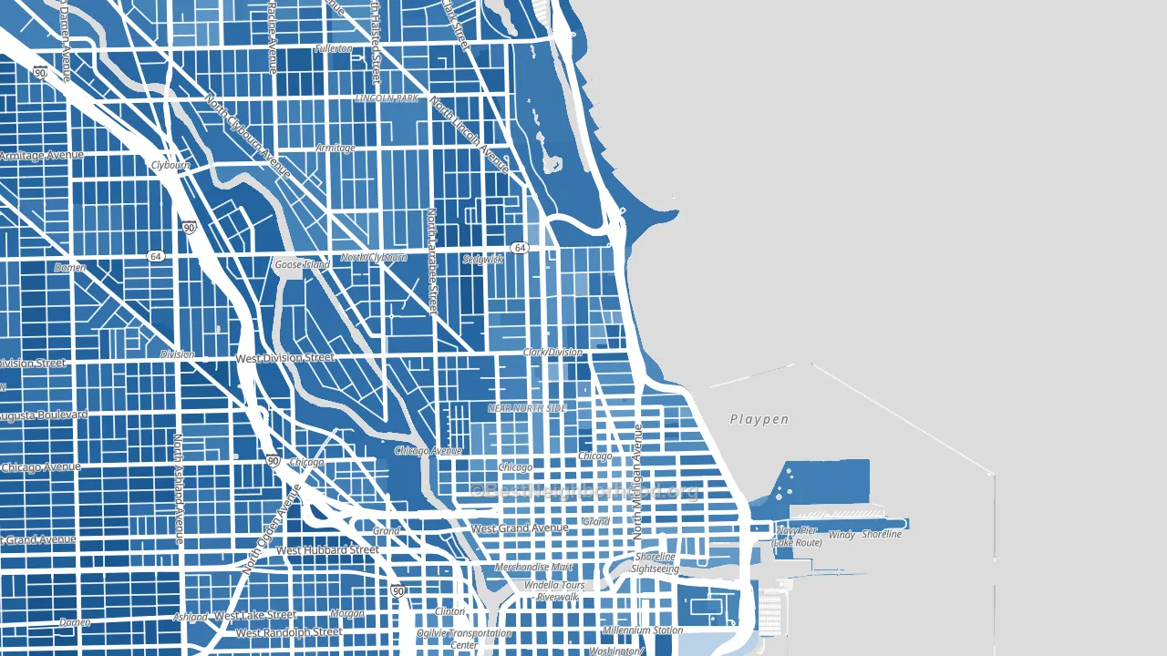 Gold Coast, Chicago, IL block-group political-lean map