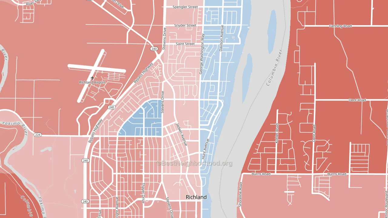 Gold Coast, Richland, WA block-group political-lean map