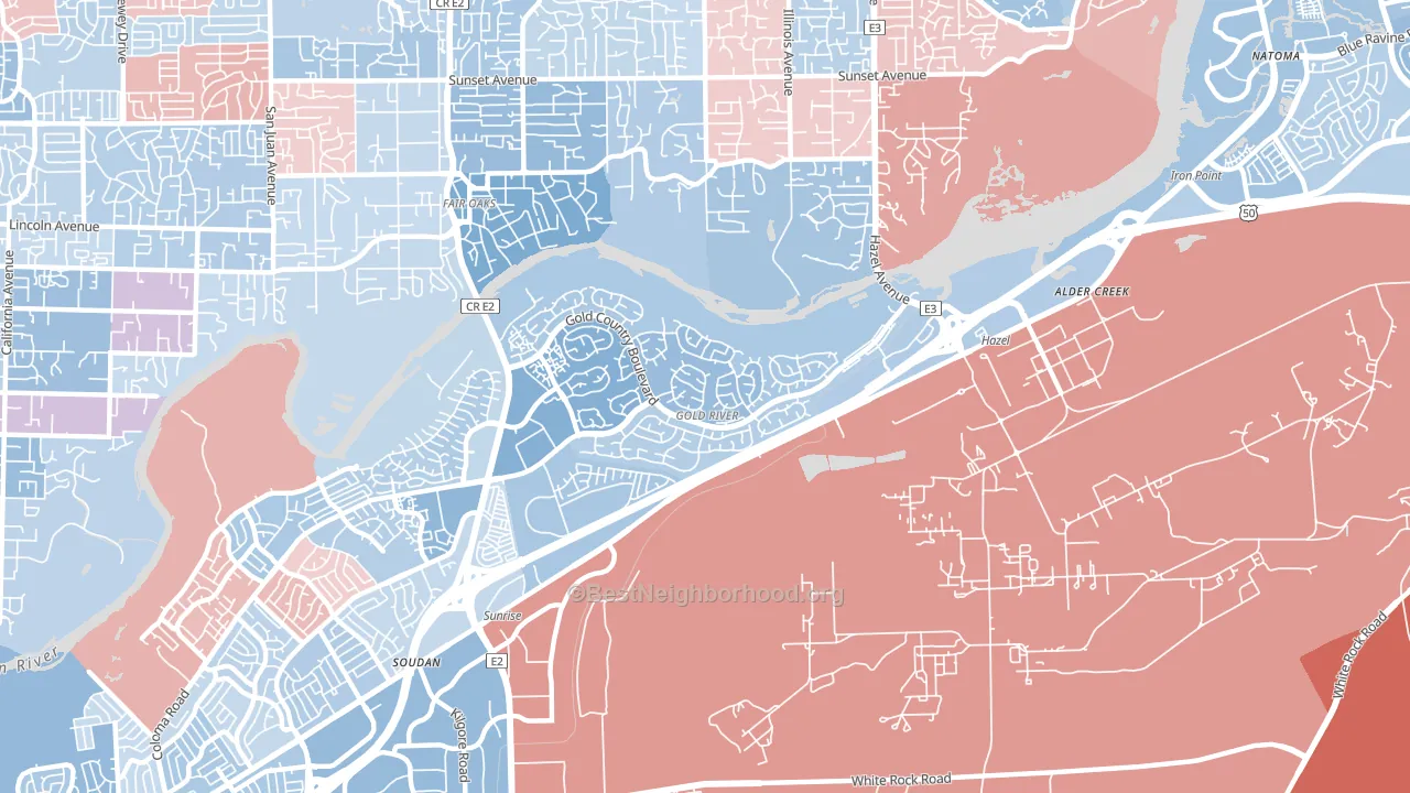 Gold River, CA block-group political-lean map
