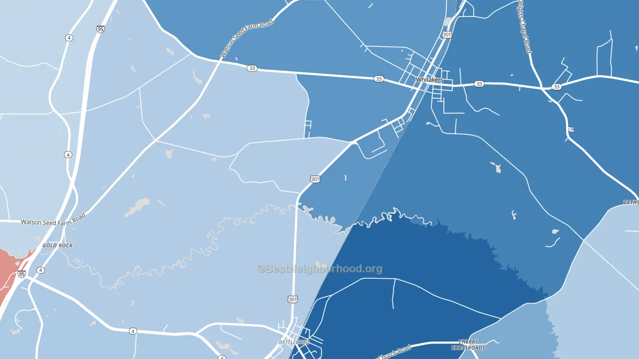 Gold Rock, NC block-group political-lean map