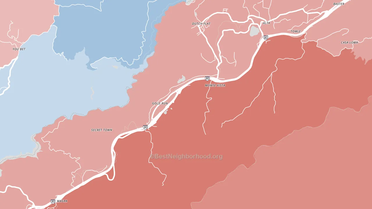 Gold Run, CA block-group political-lean map