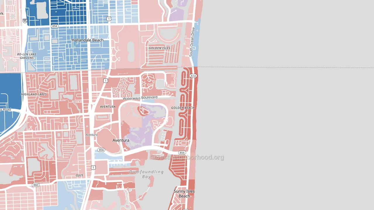 Golden Beach, FL block-group political-lean map