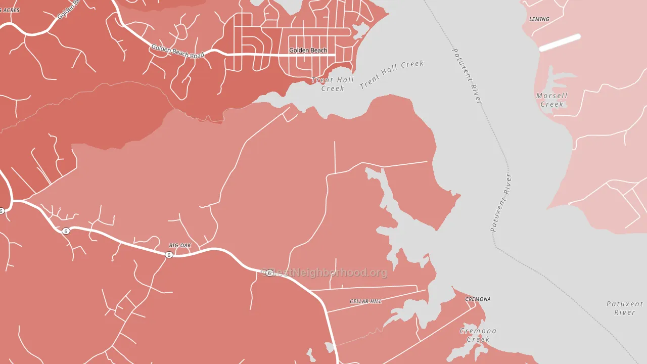 Golden Beach, MD block-group political-lean map