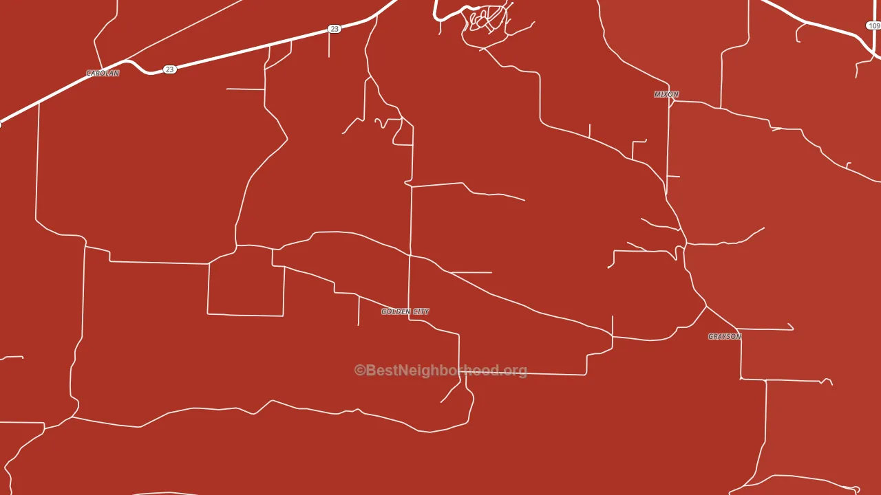 Golden City, AR block-group political-lean map