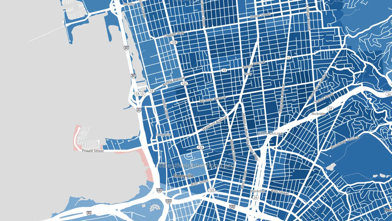 Golden Gate, Emeryville, CA block-group political-lean map