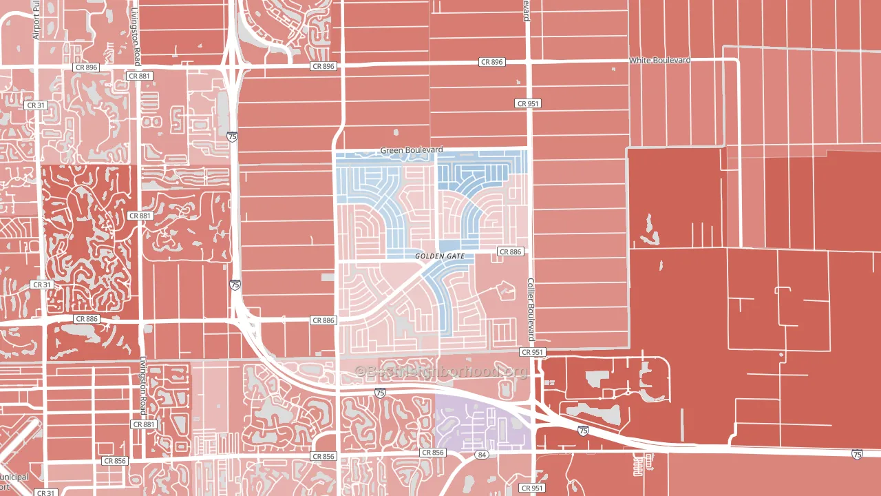 Golden Gate, FL block-group political-lean map