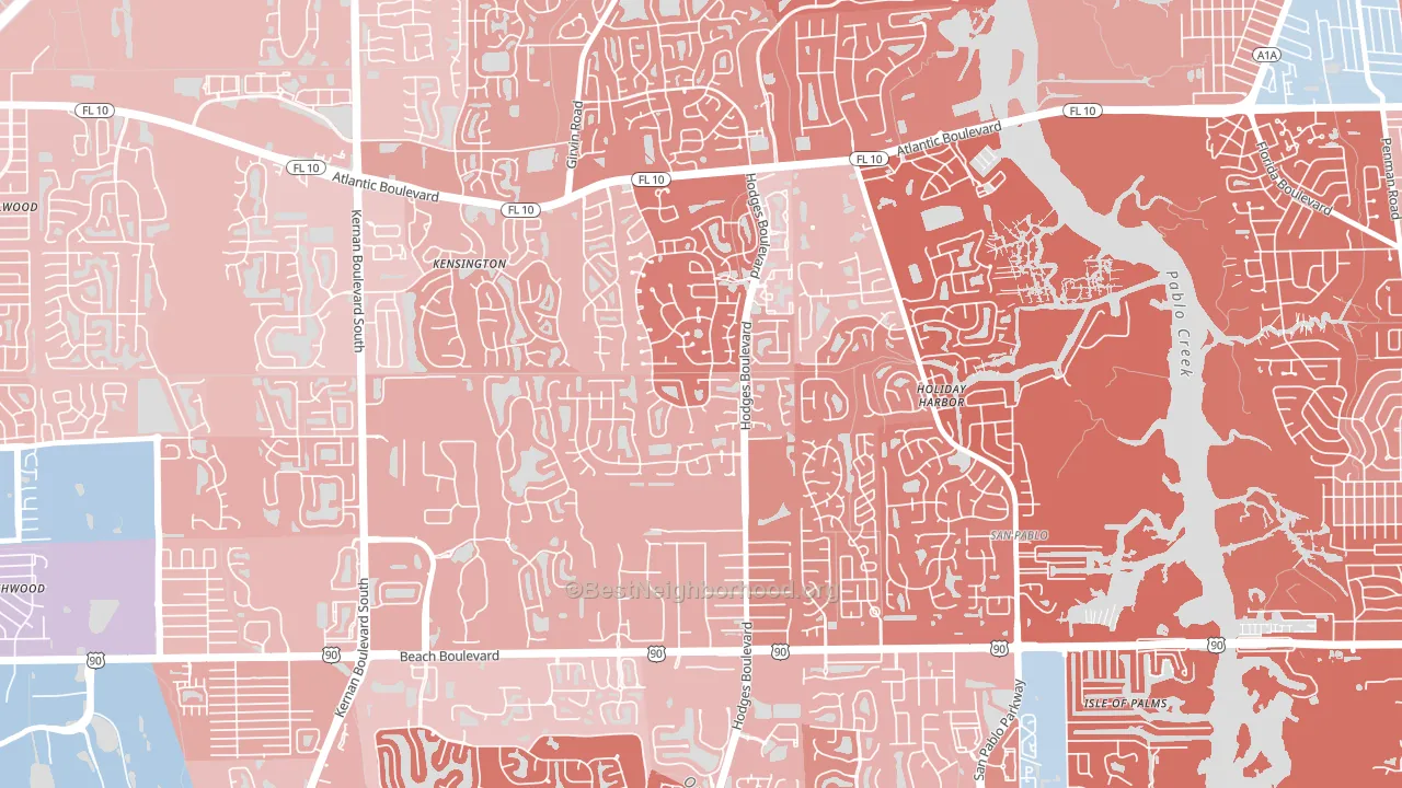 Golden Glades-The Woods, Jacksonville, FL block-group political-lean map