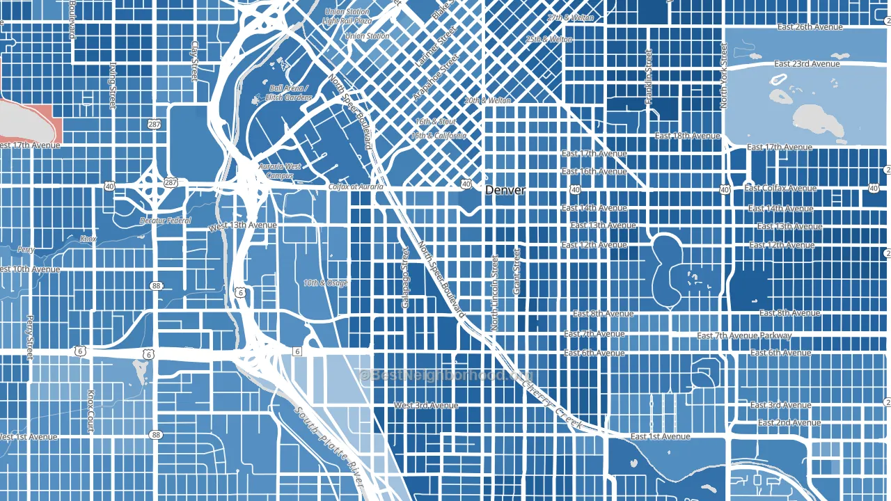 Golden Triangle, Denver, CO block-group political-lean map