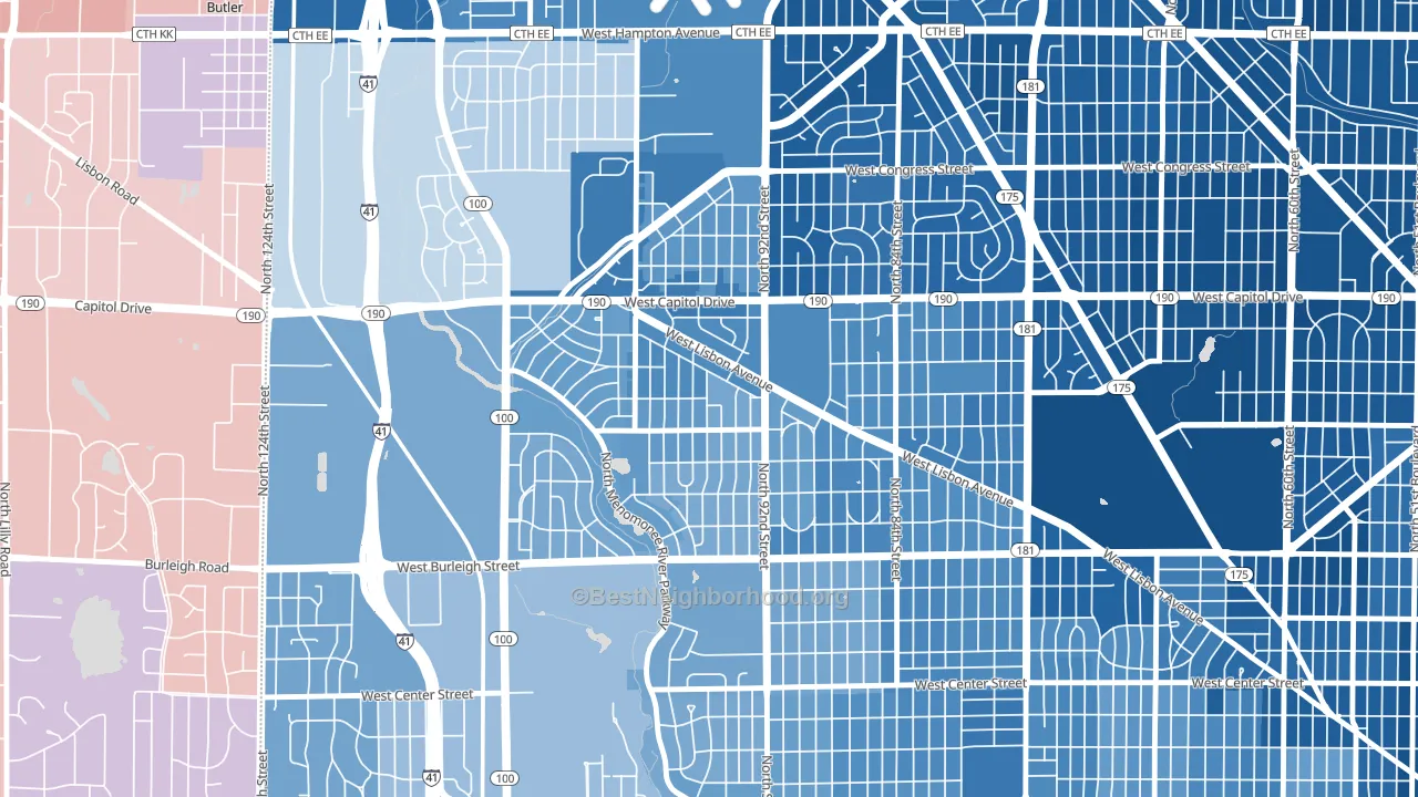 Golden Valley, Milwaukee, WI block-group political-lean map