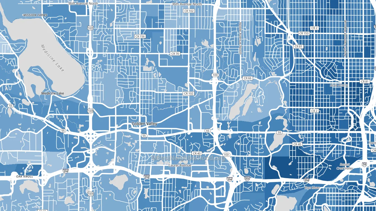 Golden Valley, MN block-group political-lean map