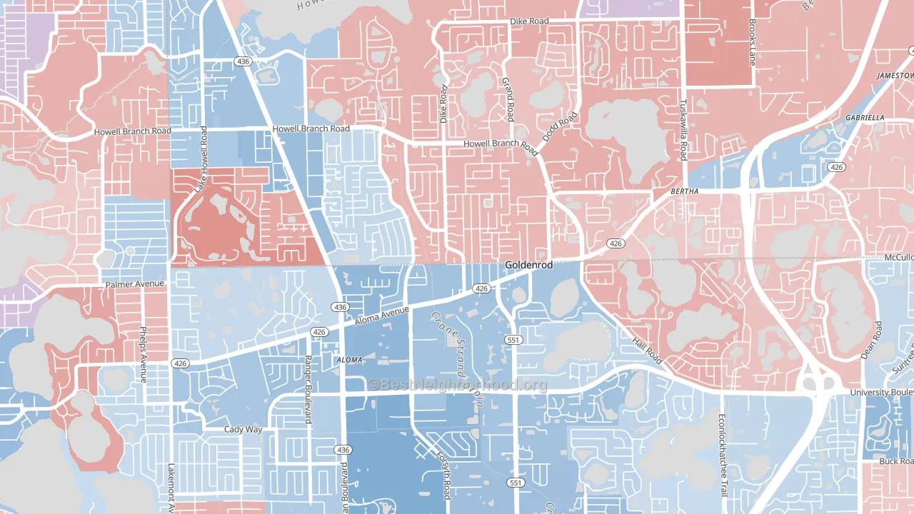 Goldenrod, FL block-group political-lean map