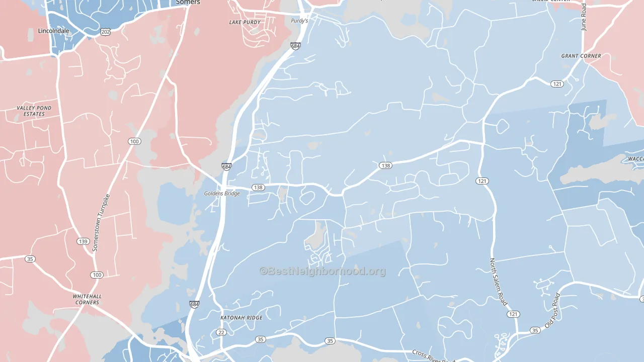 Goldens Bridge, NY block-group political-lean map
