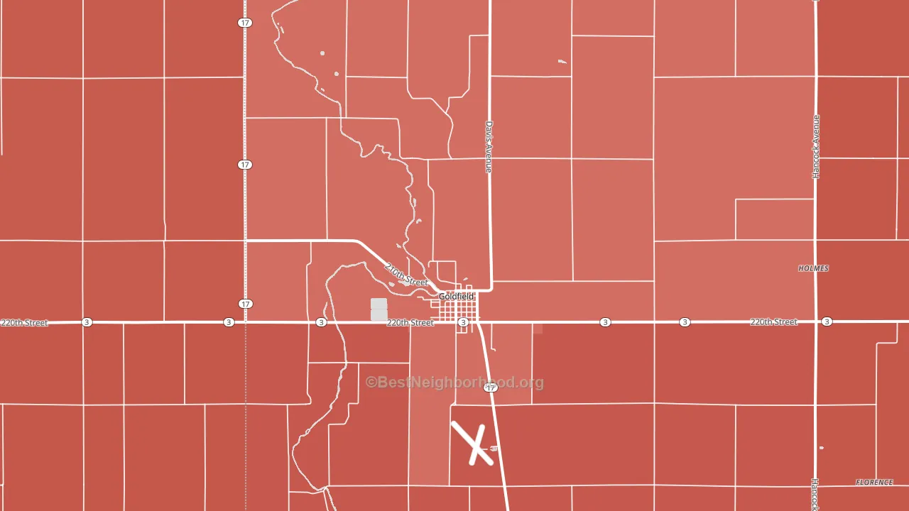 Goldfield, IA block-group political-lean map