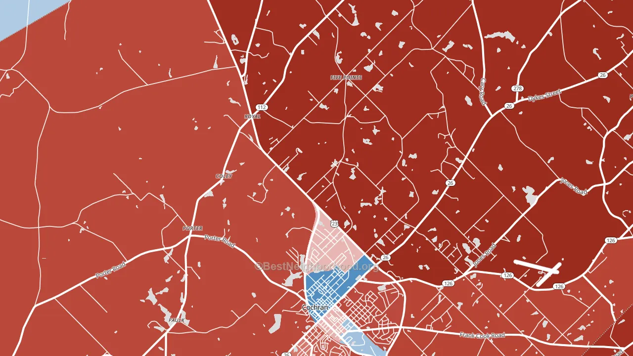 Goldsboro, GA block-group political-lean map