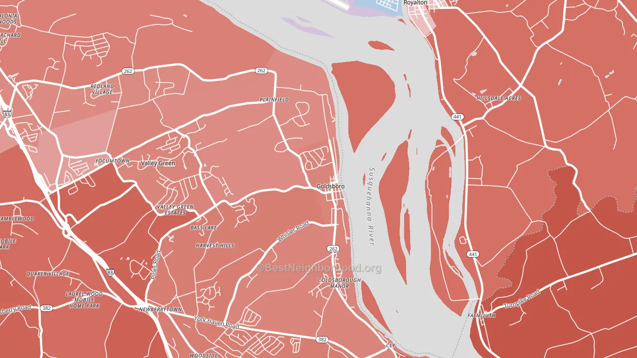 Goldsboro, PA block-group political-lean map