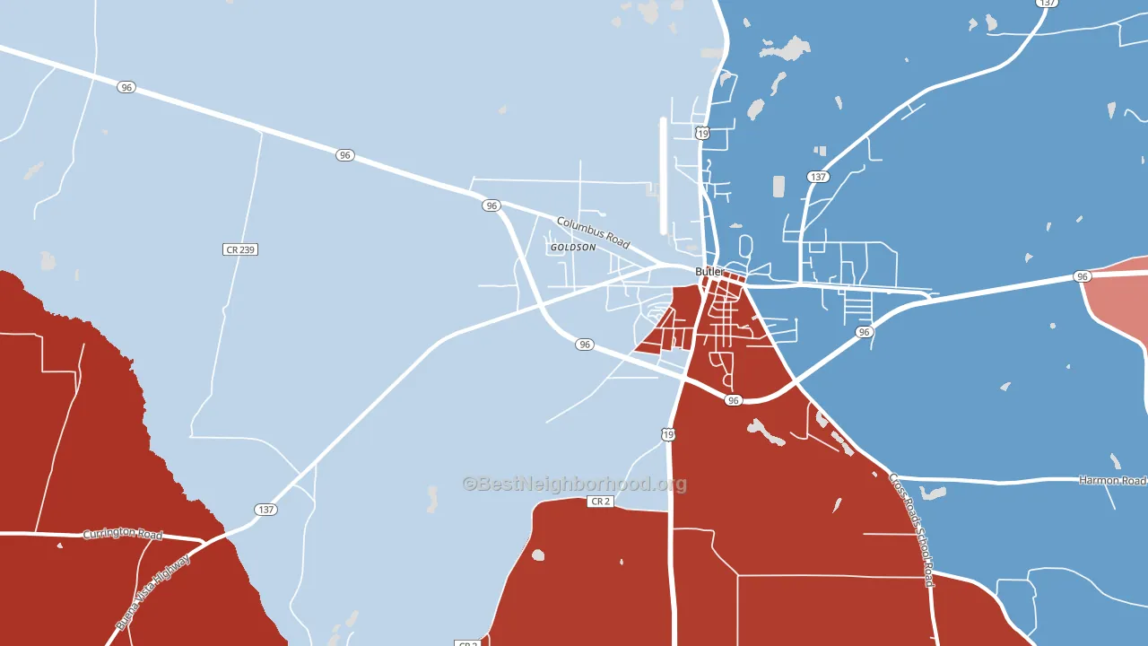 Goldson, GA block-group political-lean map