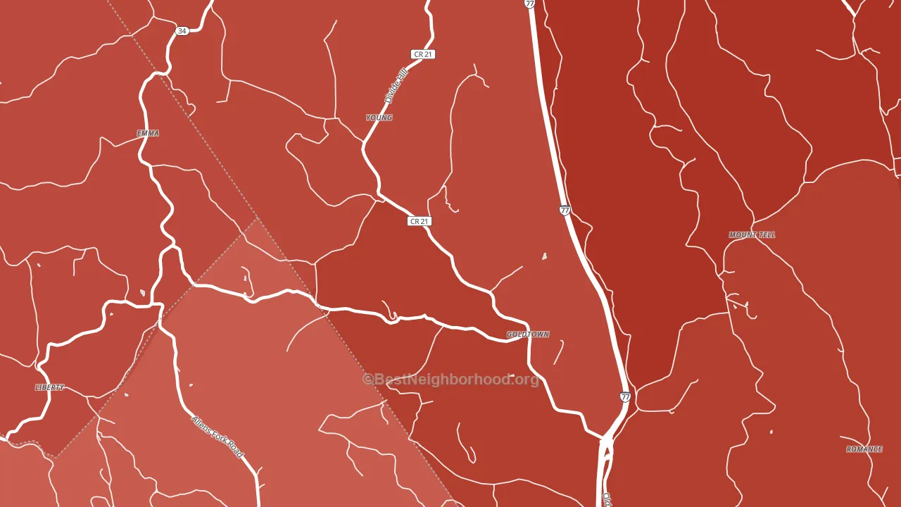 Goldtown, WV block-group political-lean map