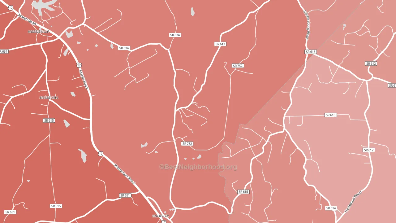 Goldvein, VA block-group political-lean map