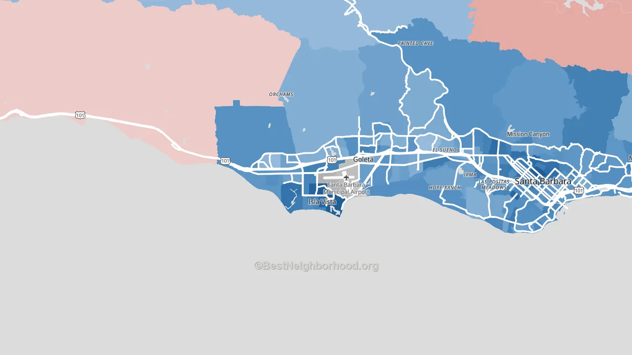 Goleta, CA block-group political-lean map